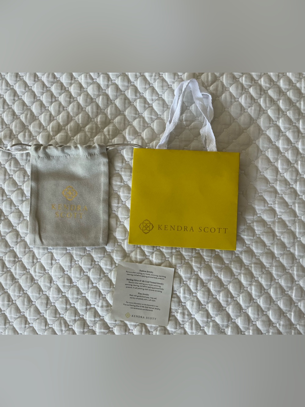 Kendra Scott Yellow Gift Bag with Cream Dust Pouch